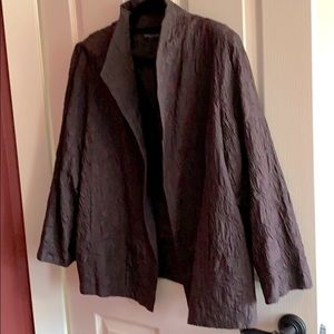 Eileen fisher silk jacket, burgandy/brown textured